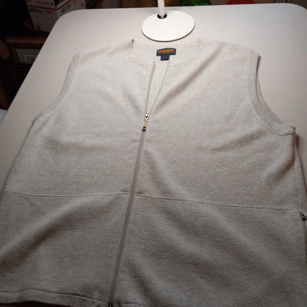 Woolrich Men's Lg Light Gray Heather Cotton Zipper Front Vest